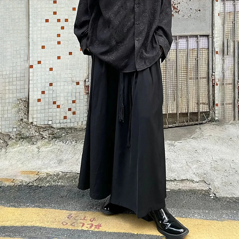 Mens Dark Knight Style Japanese Genderless Culottes New Necessities Couple Mid-Length Retro Loose Casual Solid Color Culottes