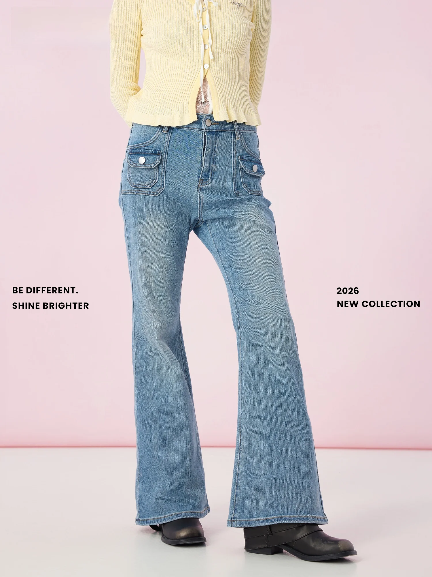 

Джинсы Didimax Spring New Slim Bell Bottom с легким стрейчем, ретро-стиль, женские, из хлопка, на пуговицах