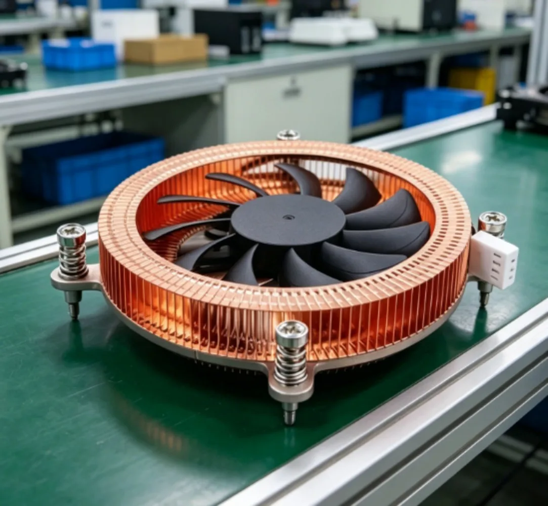 Ultra thin all-in-one copper bottom heat pipe CPU heat sink LGA115X 1200 LGA1700 industrial computer 4-wire speed regulating fan