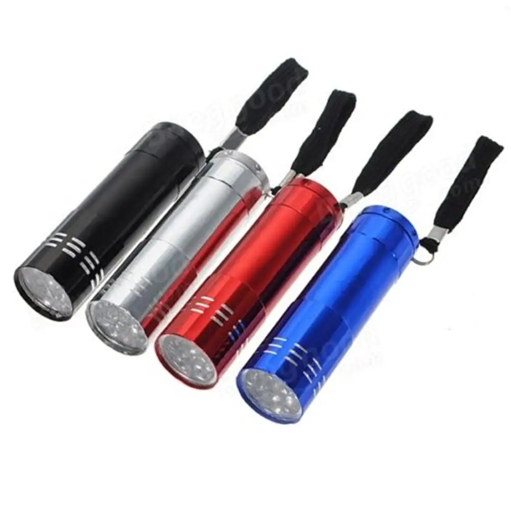 9LED UV Flashlight Powerful Small Camping Torch Ultra-high Brightness Flash Light Lamp