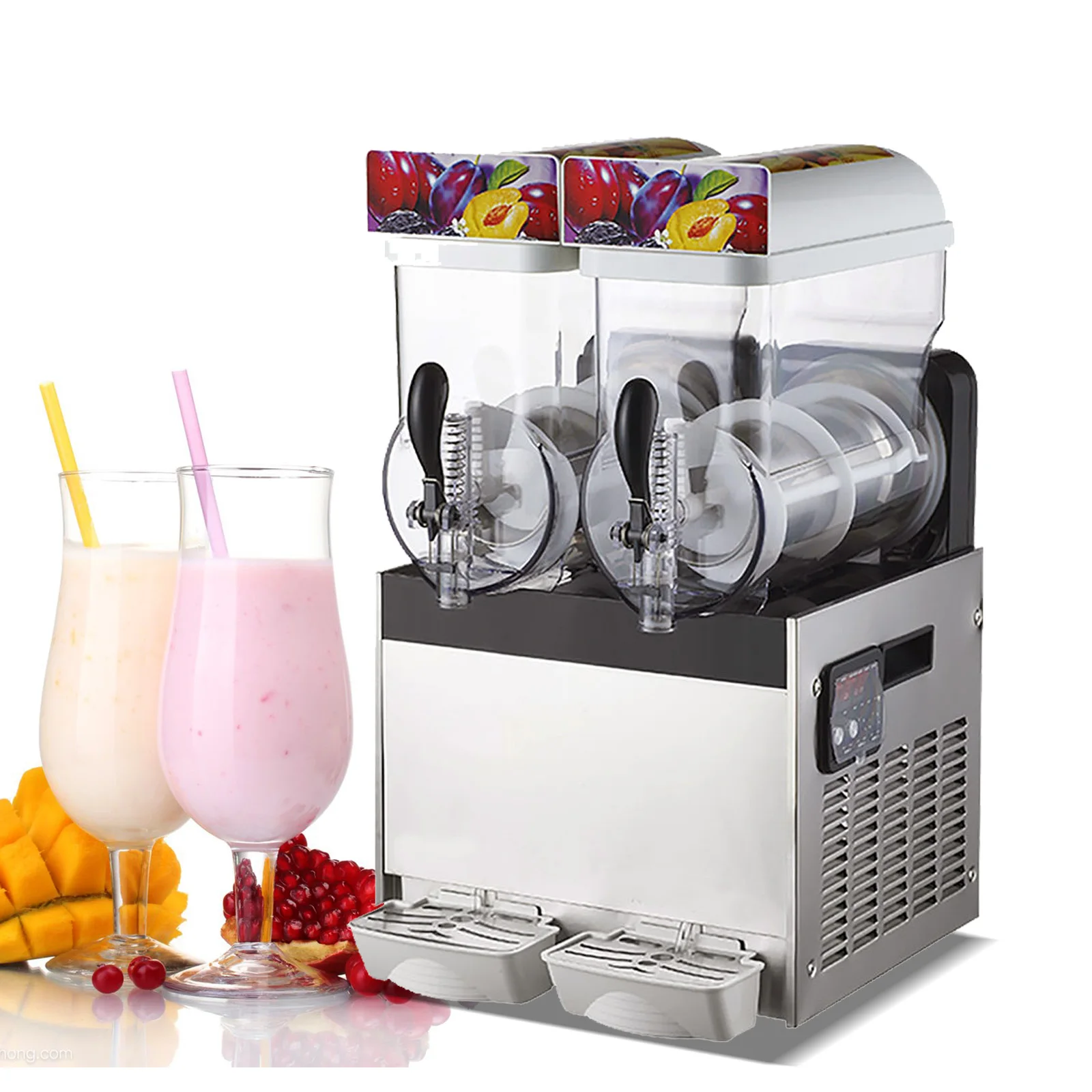 Commercial Slushy Machine, 2X15L Frozen Drink Margarita Slush Making Italia 2 Bowls Ice Slushie Maker