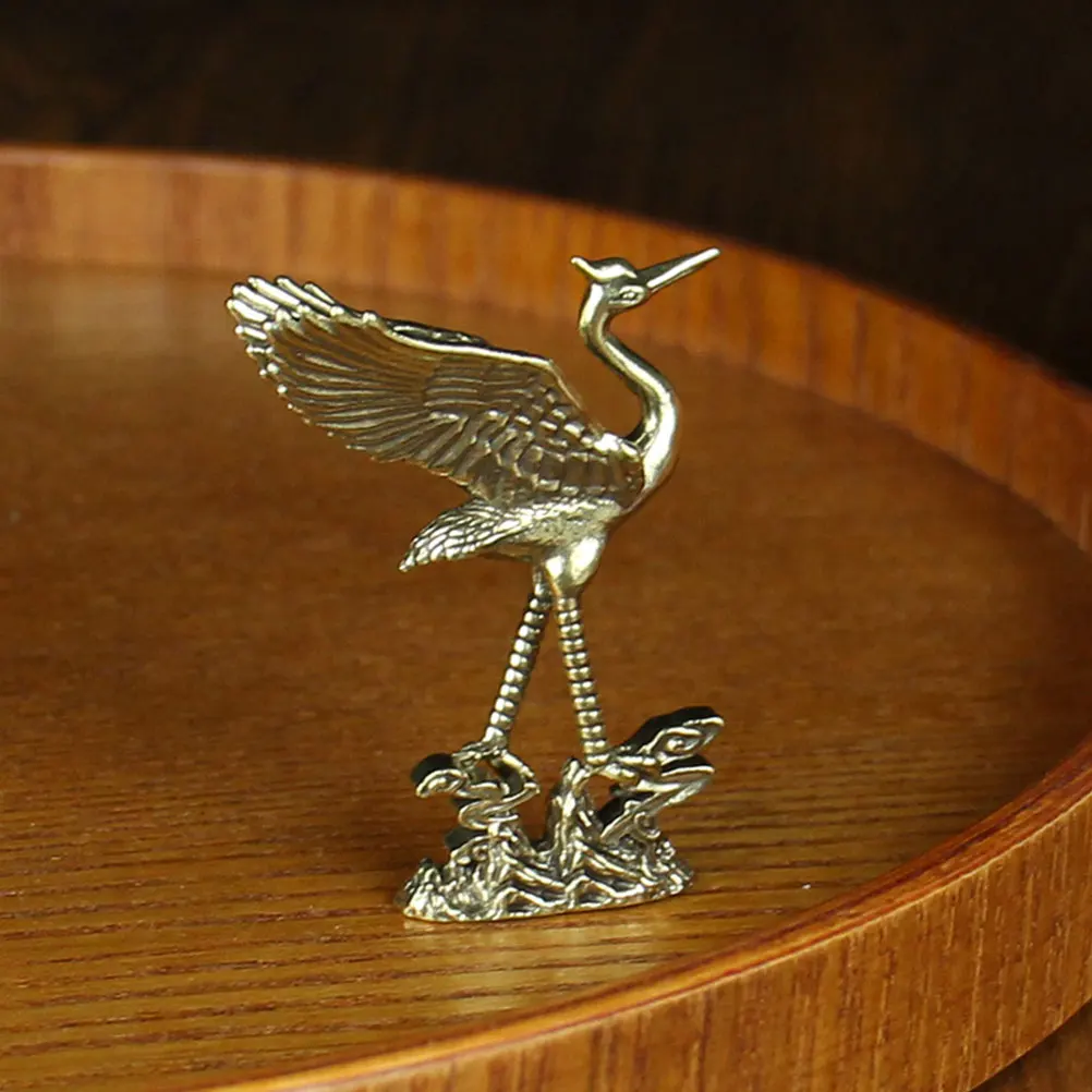 

Mini Vintage Animal Sculpture Desktop Decor For Home Office Study Cabinet Brass Craft Brass Crane Figures Ornament