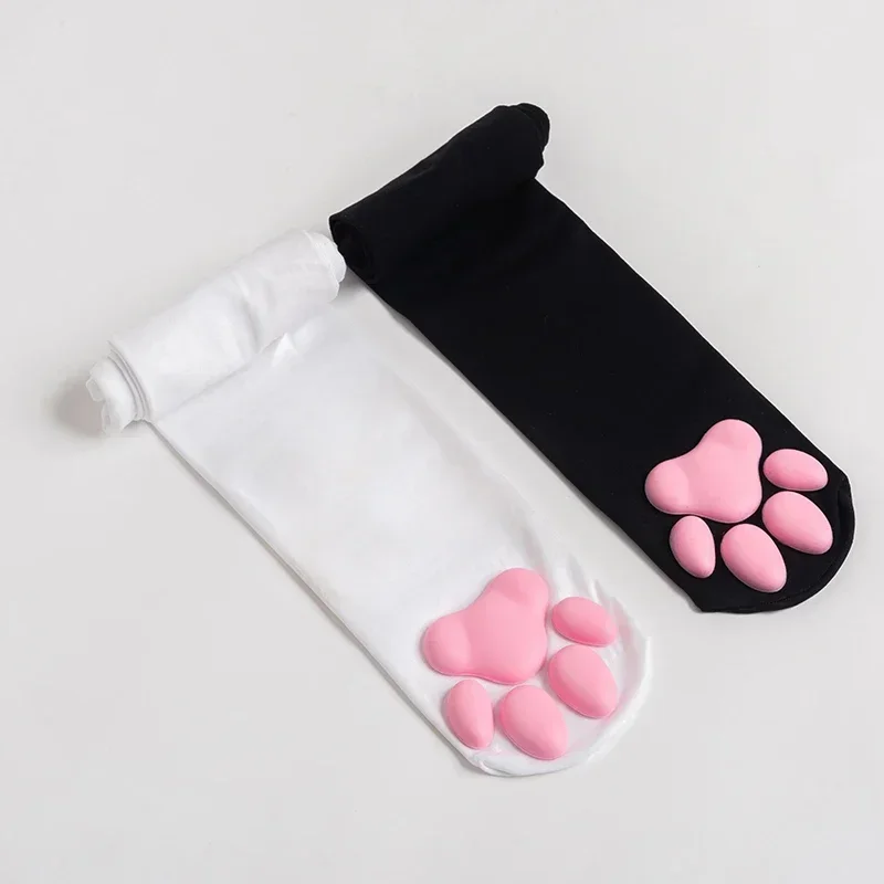 3D Kitten Claw Cosplay meias para mulheres, meia Cat Paw Pad, rosa bonito Lolita coxa meias altas para adultos e crianças