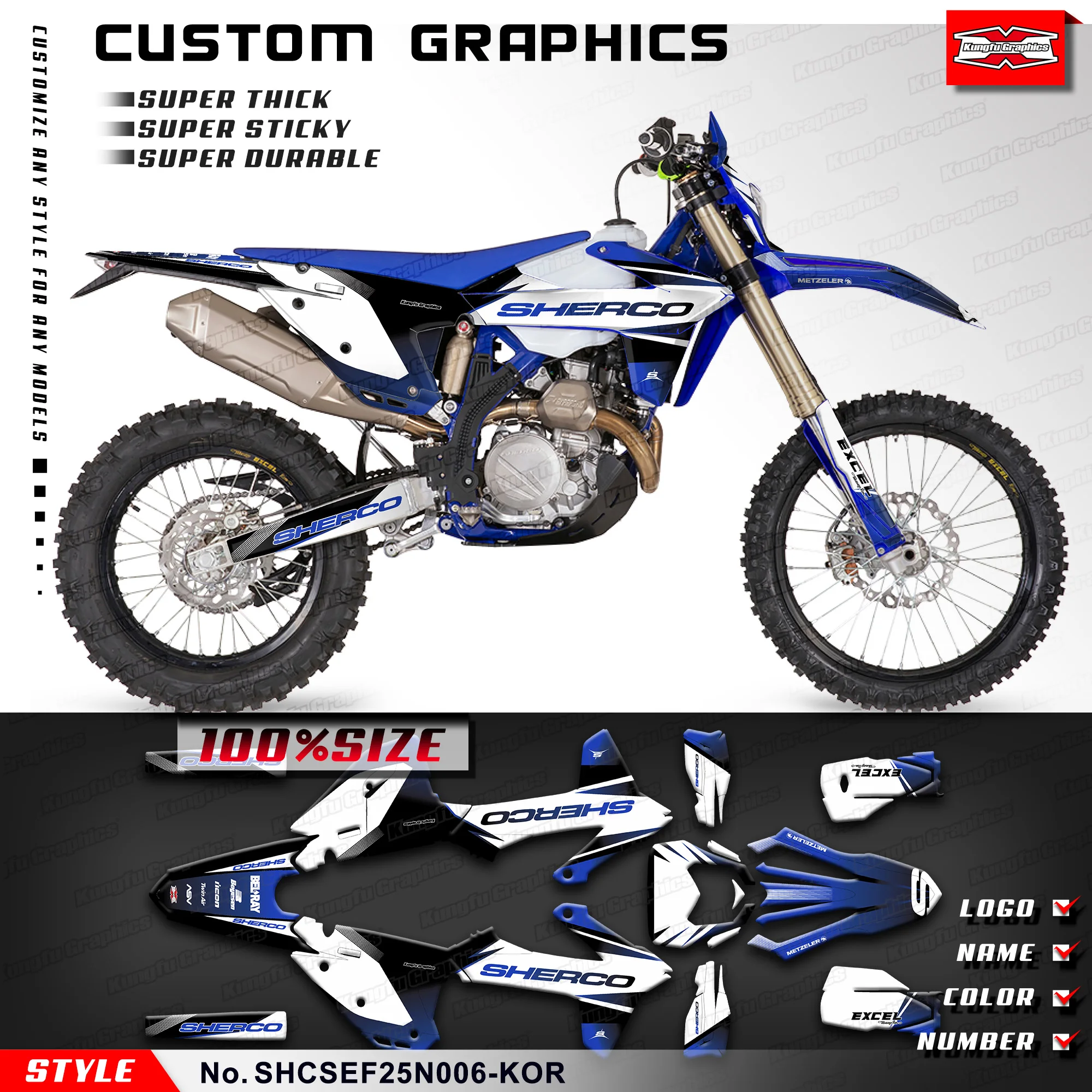 KUNGFU GRAPHICS Stickers Wrapping for 2025 Sherco SE 125 250 300 / SEF 250 300 450 500 Modified, SHCSEF25N006-KOR