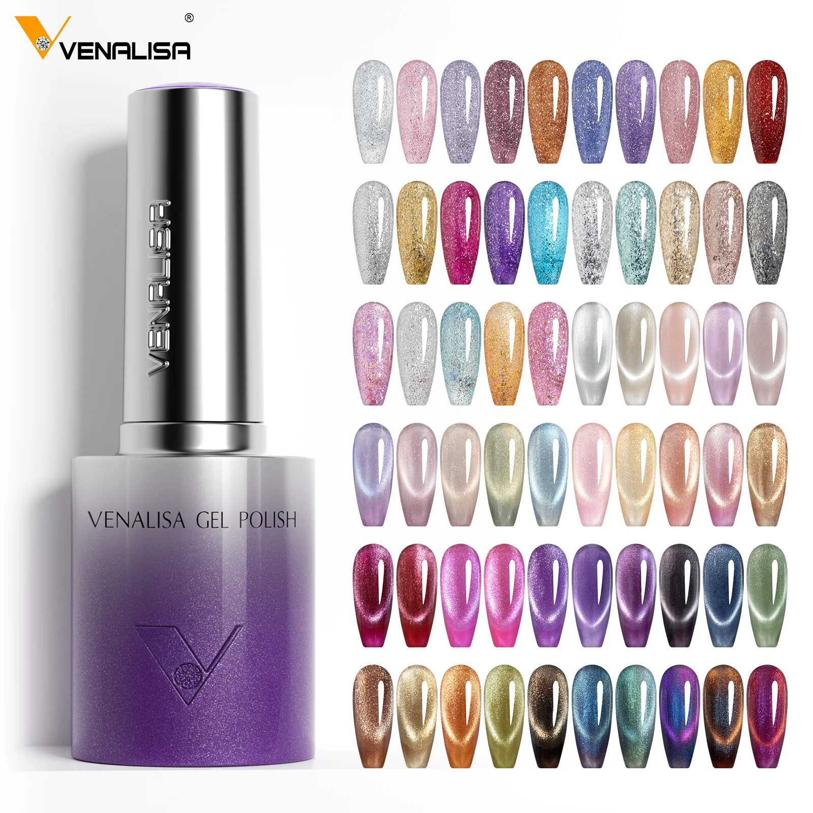 Venalisa 10ml Hema & TPO Free Ultra Cat Eye Effetto Smalto per unghie Soak Off UV LED Long Wear Sparkle Bling Bling Gel Smalto