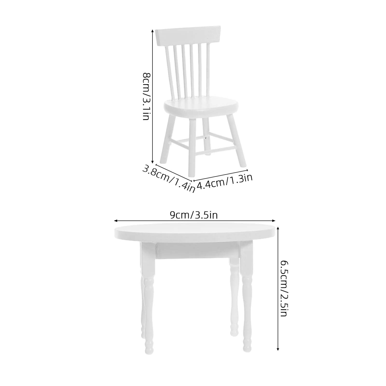 1 set di mobili in legno per casa delle bambole in miniatura, sedie da tavolo, mini soggiorno bianco, sala da pranzo, arredamento, accessori in miniatura