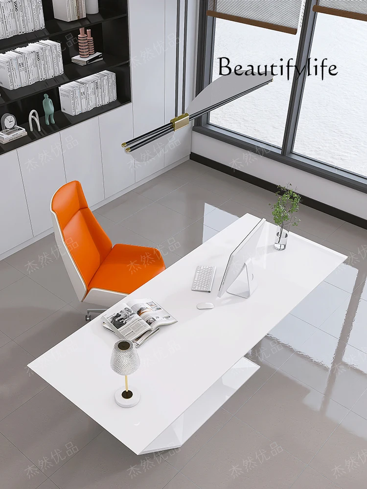 Special-Shaped Duckbill Manager Desk Simple Paint White Beauty Salon Information Desk Fashion Manager Table