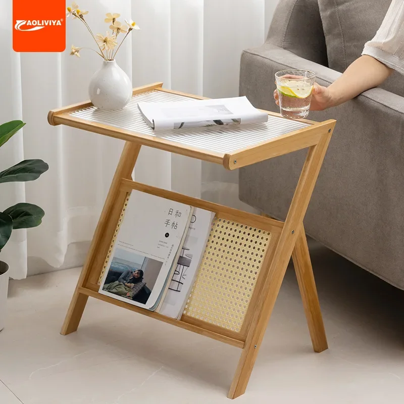 

Aoliviya Side Table Small Coffee Table Bedside Table Sofa Side Cabinet Changhong Glass Small Apartment Round Square