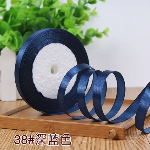 6/10/15/20/25/40/50mm Mörkblå Marinblå Satinband Jul Halloween Födelsedagsfest Bröllopsdekoration Presentförpackningsband 10 best sales marinblått band - №2