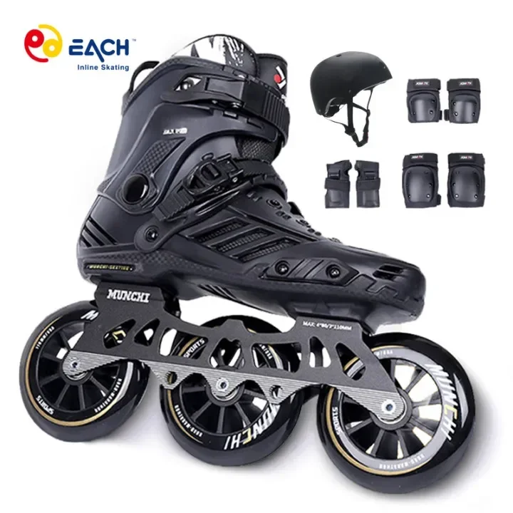 EACH High Quality EACH Professional Inline Speed Slalom Skate Shoes Adults 3 110mm Aluminum Chassis EVA PU Man's Roller Skating