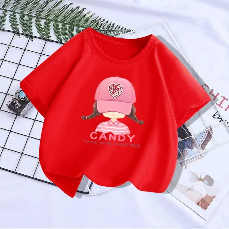Children\'s Short Sleeve Modal T-shirt Little Girls Fashion Half Sleeve Top Girls Pink Top Trend Girl Clothes Boys Clothes