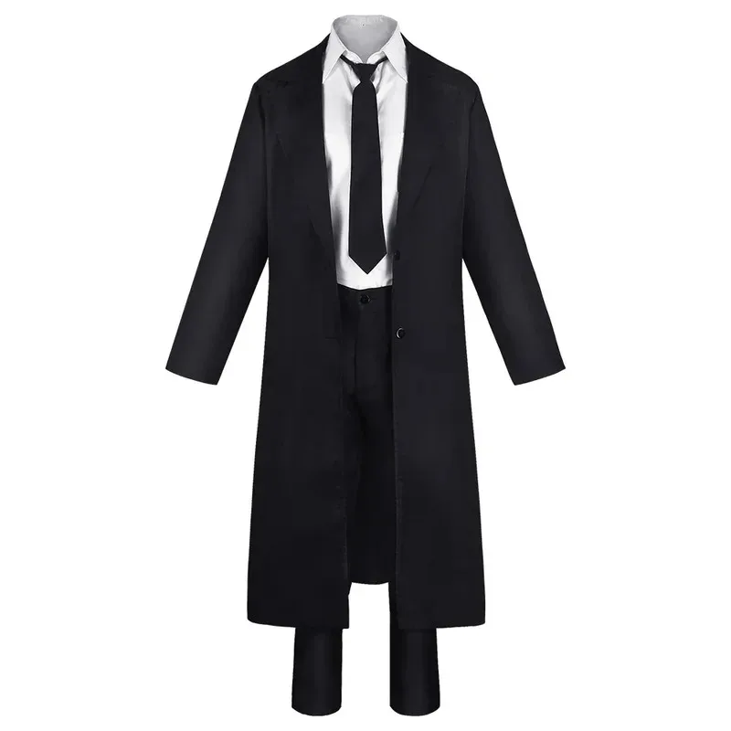 Sisi 2233anime motosserra homem cosplay traje preto trench camisa gravata calças makima peruca longa luz vermelha trança masculino feminino terno u