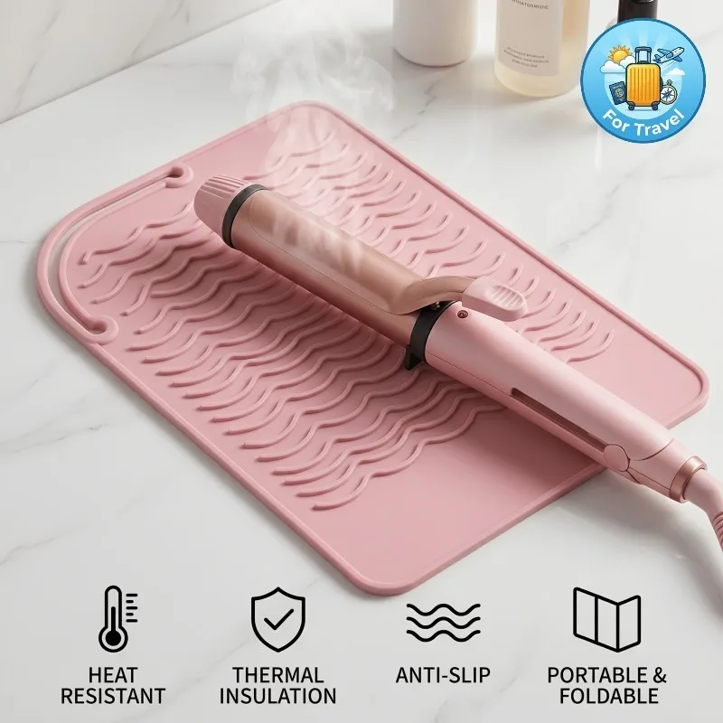 1 PCS Curling Iron Heat-Resistant Pad, Foldable Travel Style Hair Tool Storage Bag, Straightener Anti Scald Insulation Pad