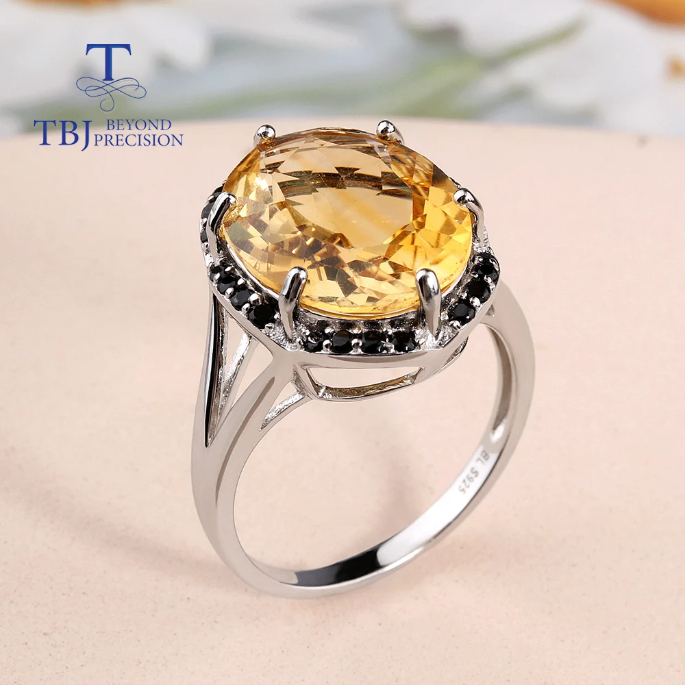 Light luxury natural citrine large gemstone ring Women's fine jewelry anniversary gift 925 Sterling Silver