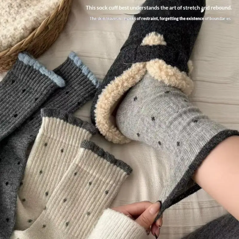 1-пара-осенних-носков-с-краями-женские-весенне-осенние-милые-носки-до-середины-икры-в-горошек-студенческие-носки-женские-носки