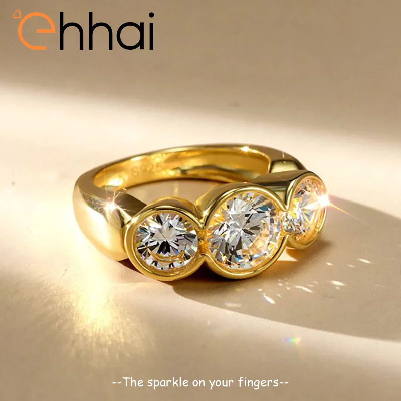 

Сертифицированное Ehhai безель, круглое кольцо с муассанитом для женщин, настоящее серебро 925 пробы, свадебное обручальное кольцо, ювелирные изделия, подарок