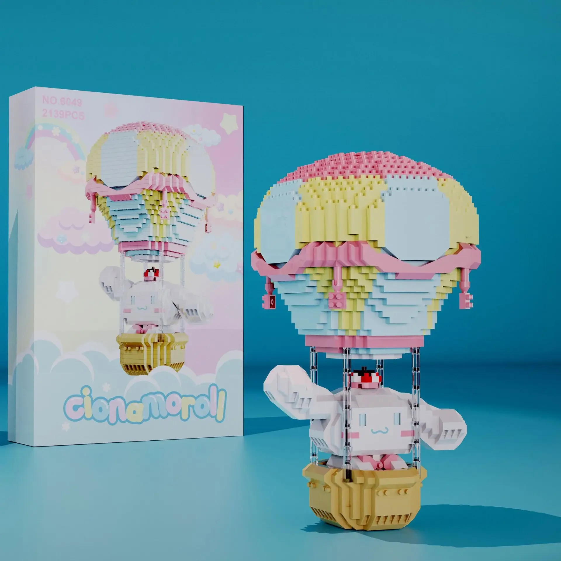 Sanrio Cinnamoroll Micro Building Blocks Hot Air Balloon DIY Assembly Puzzle 3D Model Mini Brick Figure Toys For Kid Gift