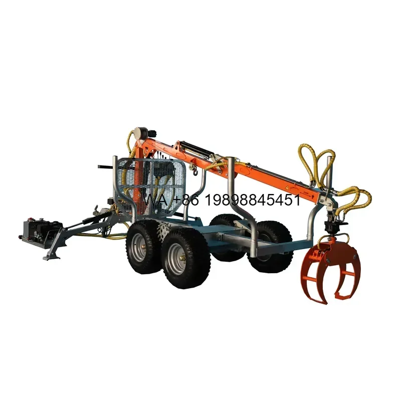 Wmwmnu New 450 ATV Log Forest Timber Logging Forestry Loader Loading Trailer with Hydraulic and Grapple