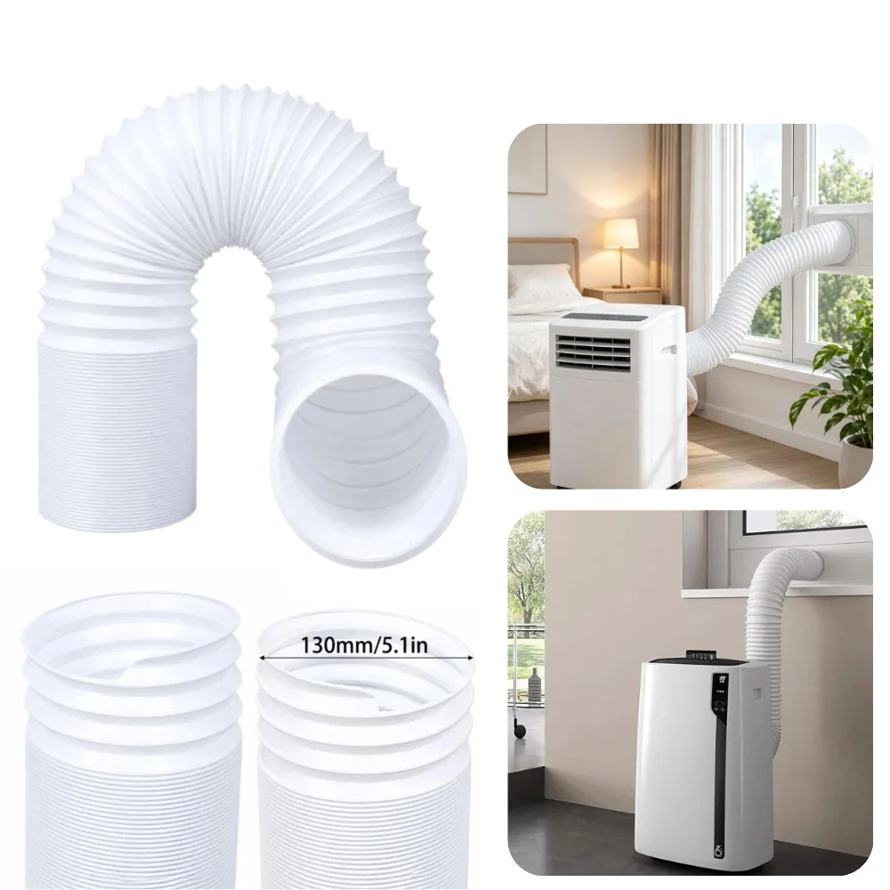 Image of ∅130 mm mobiler Abluftkanal für Klimaanlagen, flexibles Entlüftungsrohr, nach links drehbar, Verlängerungsverbindungsrohr, AC-Zubehör, 0,5 m–2 m, 1 Stück
