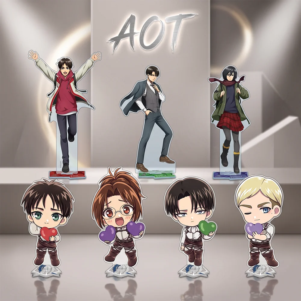 Attack on Titan Eren Levi Hans Erwin 10&15CM Acrylic Stand Keychain 2026 New Anime Stand Desktop Ornament Collection Display