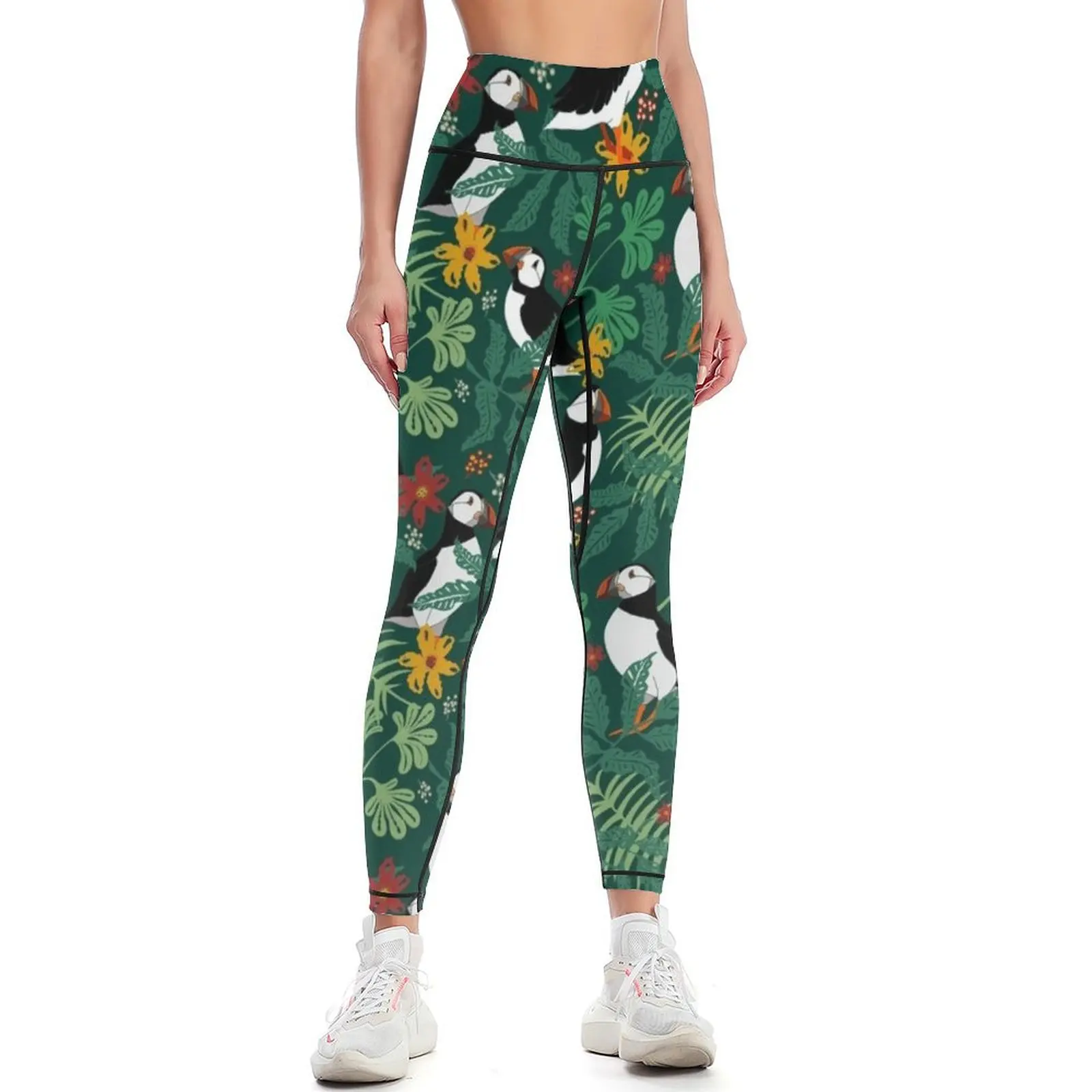 

Puffin Pattern Lush Green Leggings Jogger pants gym top Women sportwear Womens Leggings