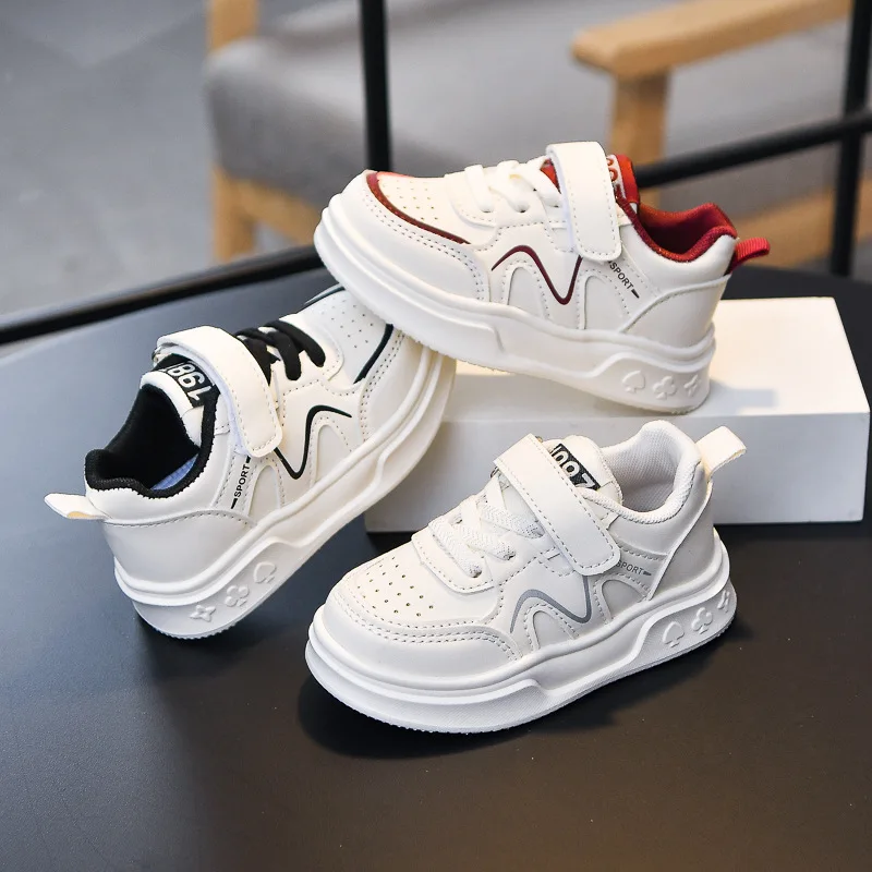 Students Sneakers Thick Soft Sole Boys Girls Basketball Shoes Non-slip Breathable 2025 Fashion Children Running Shoes Hook&loop