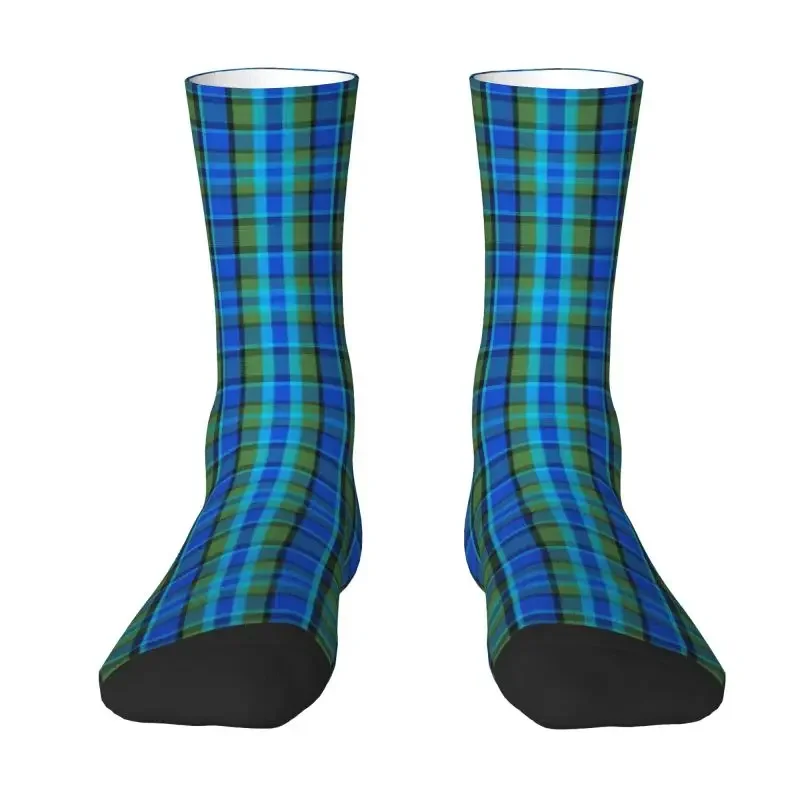 Westy Tartan Blue Plaid Men's Crazy Crew Socks Hip Hop Cute Geometric Gingham Spring Summer Autumn Winter Dress Socks