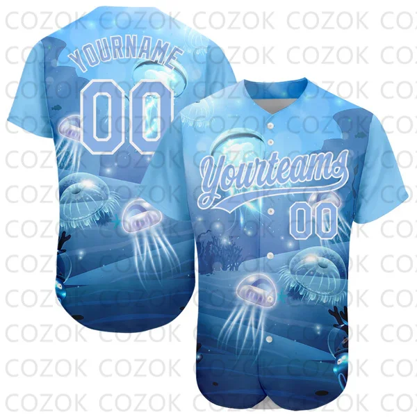 Custom Jellyfish Baseball Jersey Men and Women Section Shirt 3D Printed Shirt Casual Team Shirts Hip Hop Unisex Tops