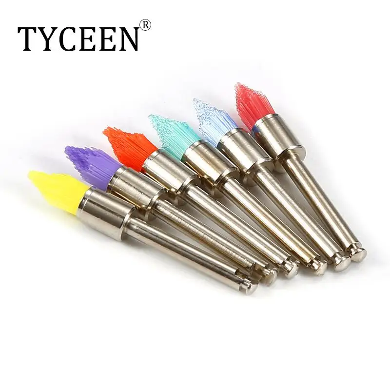 10pcs Dental Color Polisher Brush Pointed head Nylon White Polishing Brushes Dental Polishing Brush for Contra Angle Disposable