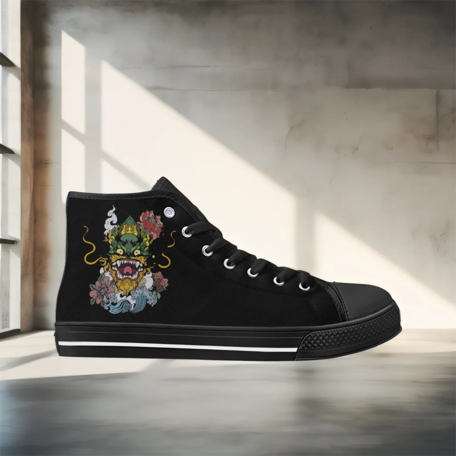 

Customizable Little Monster high-top canvas shoes for boys and girls, casual sports shoes, denim shoes, skateboard shoes