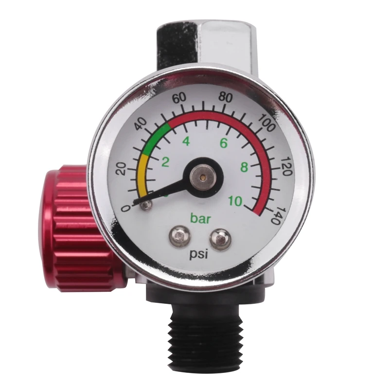 1Pc 1/4 Inch Bsp Mini Air Regulator Valve Tool Durable Small Tail Pressure Gauge 48 X 60Mm With Nozzle For Spray Tool