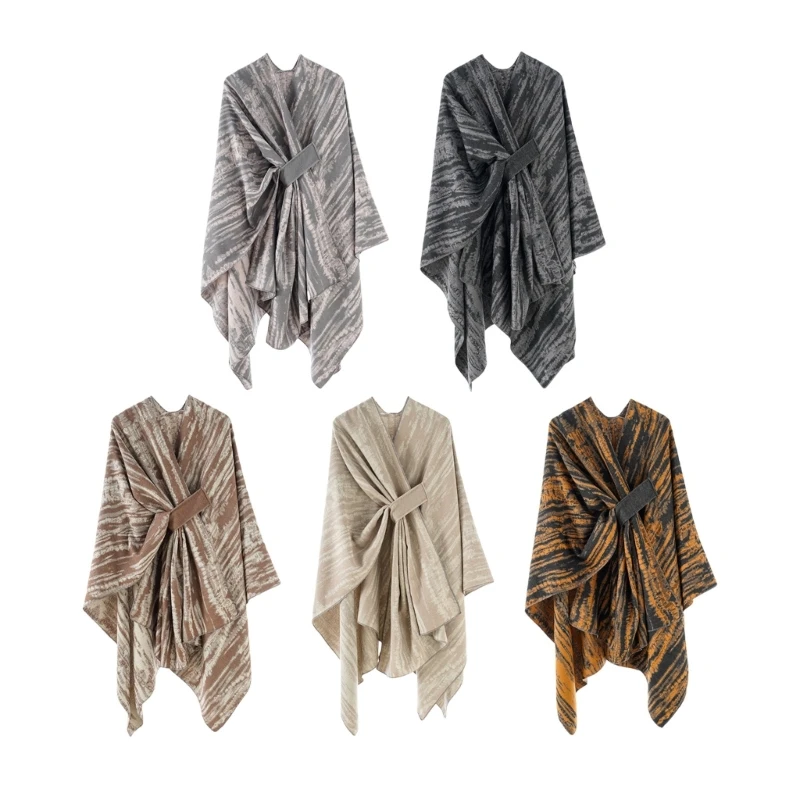 

PXPB удобная текстурированная накидка с открытой передней частью, дизайнерская шаль для холодной погоды, защитная накидка на плечо, женская верхняя одежда