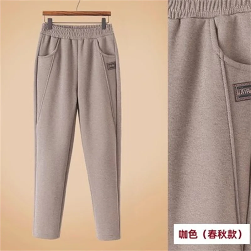 Mom's Pants Autumn And Winter Middle-Aged Elderly Women's tumn Plush Thick Straight Pants Warm Casual Pants