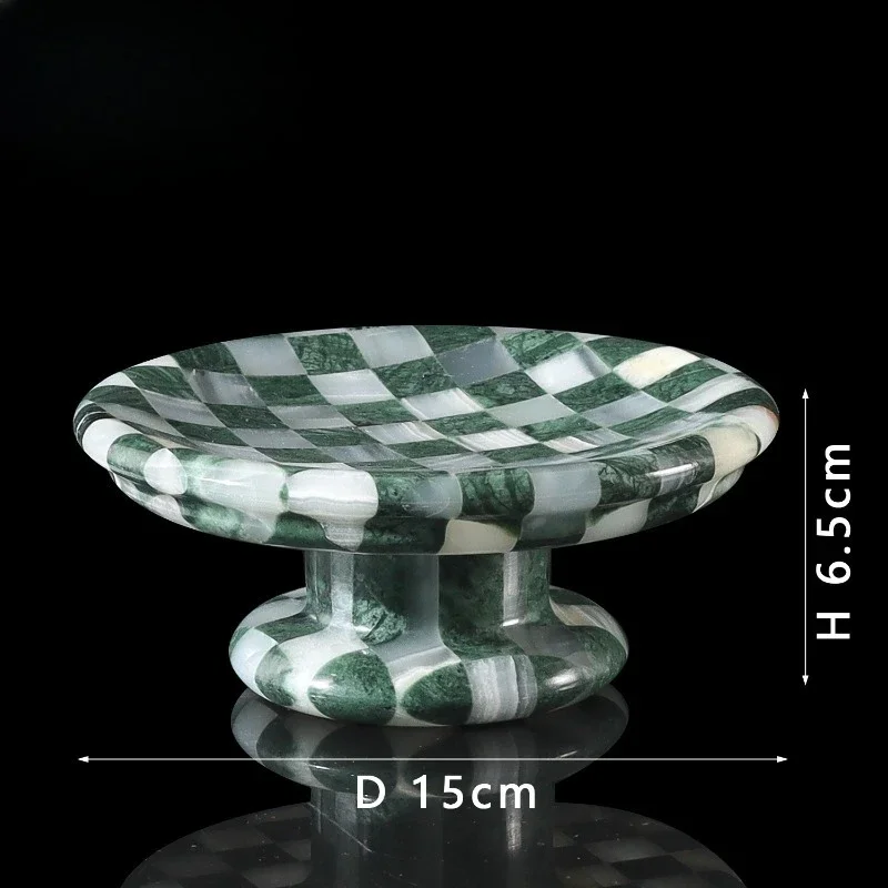 Nordic Vintage Marble Checkerboard Tray, Handmade Luxury Stone Fruit Dessert Platter, Desktop Home Decoration Centerpiece Gift 5