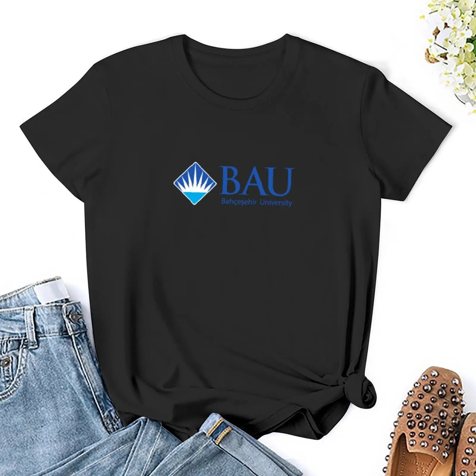 Bah?e?ehir University logo horizontal T-Shirt graphics shirts graphic tees summer top hippie clothes Woman T-shirts