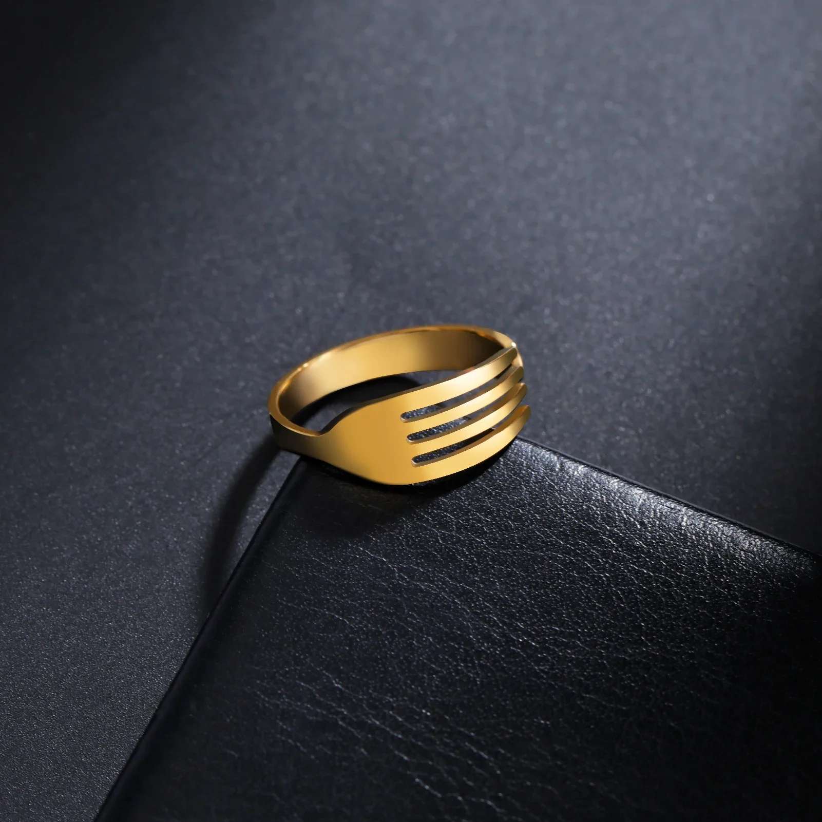 Dreamtimes Fork Shaped Open Ring Stainless Steel Unique Design Men's Jewelry Accessories Gift Wholesale