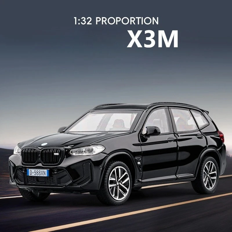

1:32 X3M внедорожник, имитация модели автомобиля из сплава, украшения, звук, свет, металлические игрушки, детские подарки на день рождения