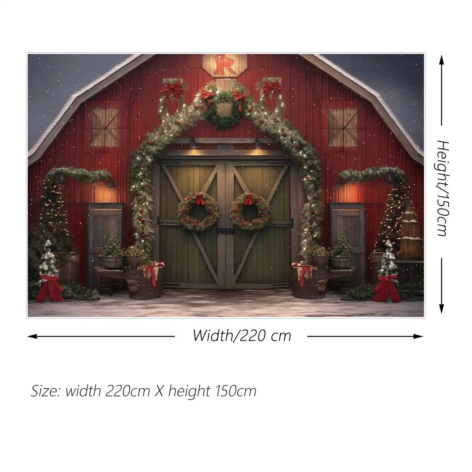 MOON.QG sfondo natale rosso legno casa portico ghirlanda porta cancello festa parete sfondo plancia luci stringa Bowknot Photo Booth