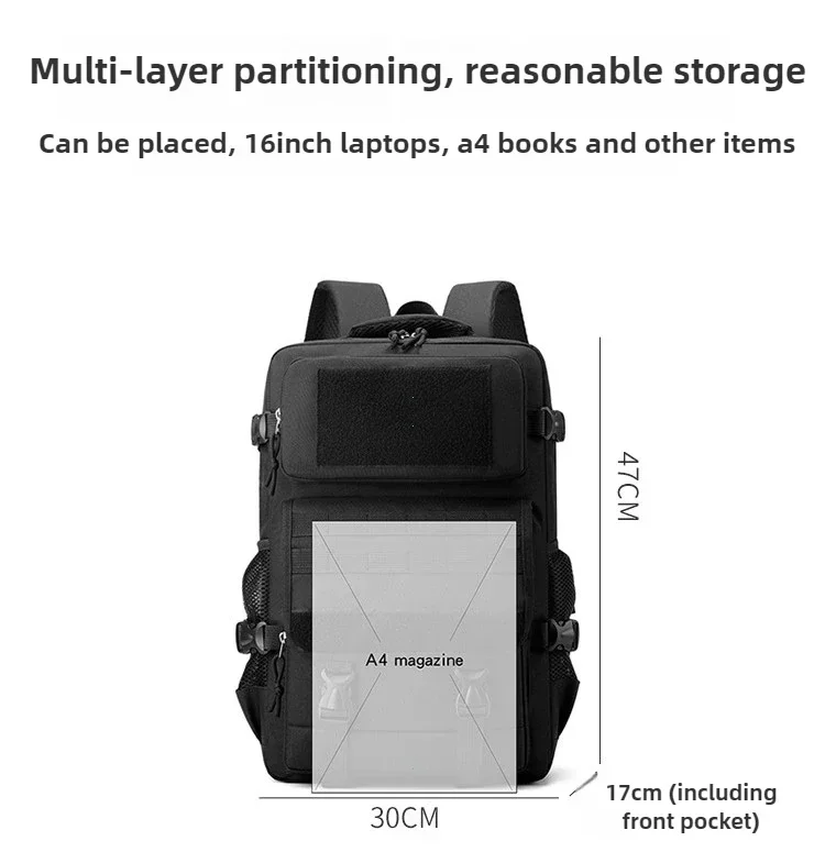 40L wasserdichter taktischer Rucksack, multifunktional, langlebig, große Kapazität, Outdoor-Reisetasche, Wandertasche, Jagdtasche, Herren-Umhängetasche – Detail 2