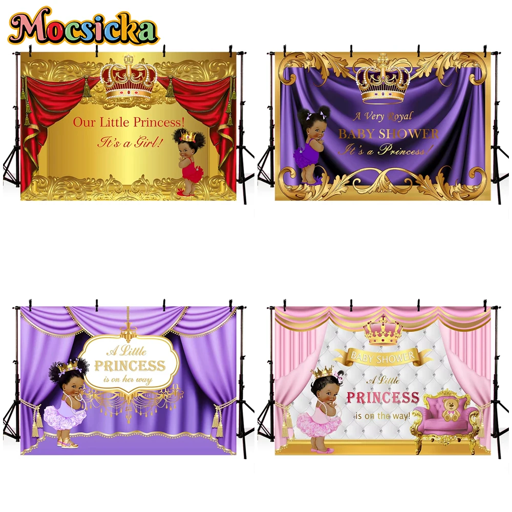 

Mocsicka Royal Little Princess Photography Background Crown Decoration Props Baby Shower Children Portrait Photo Backdrop Banner