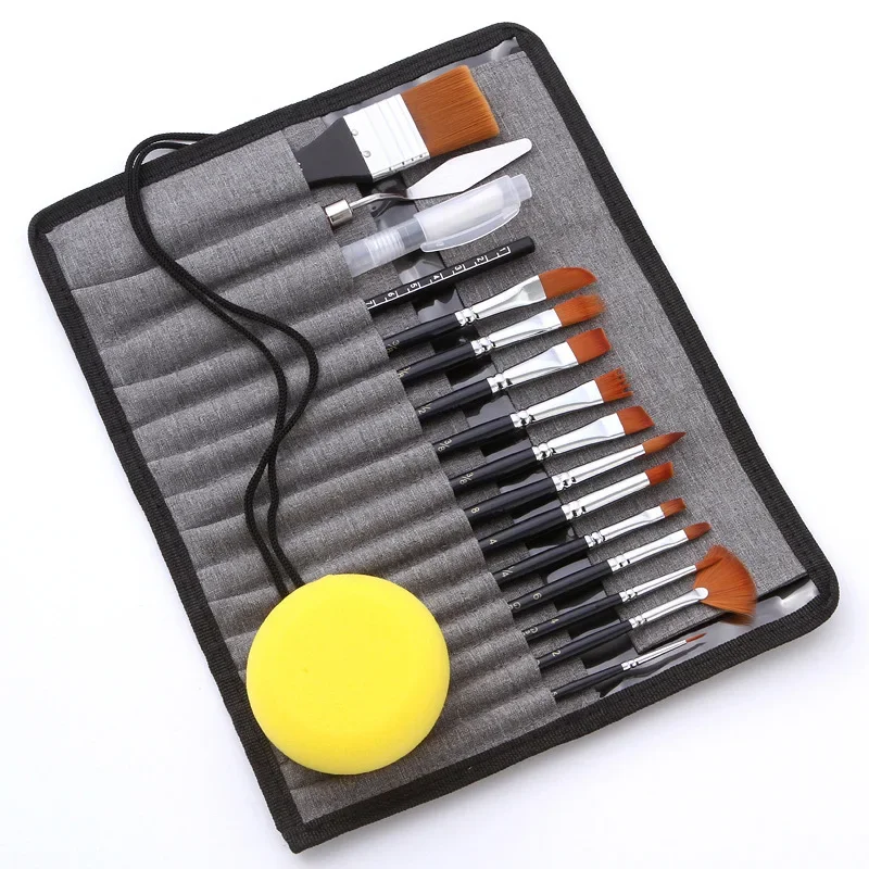 New 18-piece Set Of Multi-purpose Nylon Wool Watercolor Brushes Acrylic Brushes Canvas Painting Bags Painting Materials