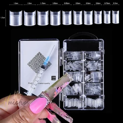 1box Transparent Square Medium Water Injection Clear Glaze Acrylic Nail Tips Full Cover Coffin False Nails Tip Manicure Tool