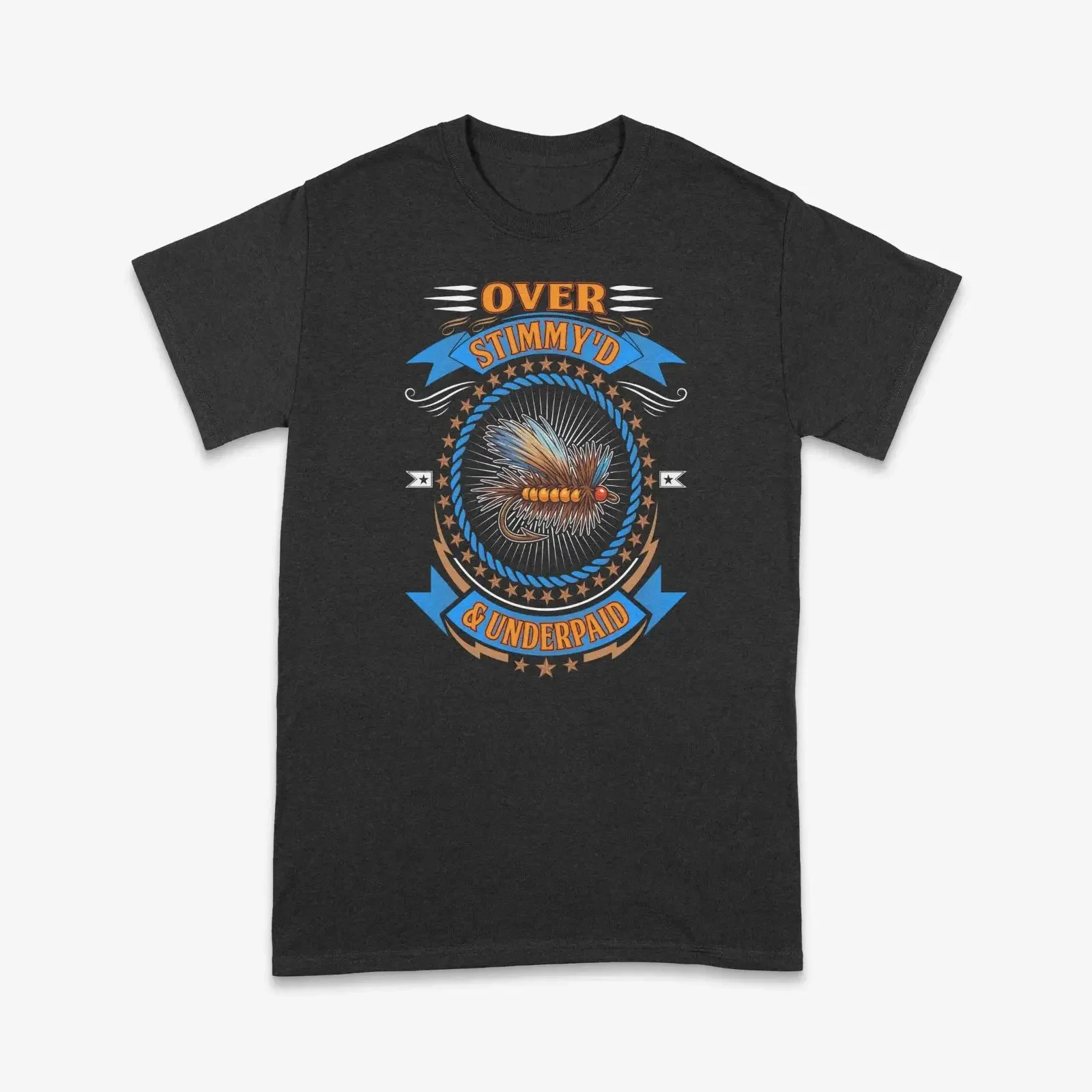 Fly Fishing T Shirt Funny Stimulator Cotton USA Mens  vintage Washed Comfortable designer clothes Versatile homme streetwear