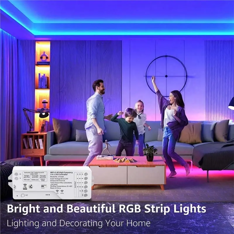 LICE-Smart APP Controlled WIFI High Frequency 3 In 1 Low Noise LED Controller For Alexa For Google Home Voice Dimming RGBCCT