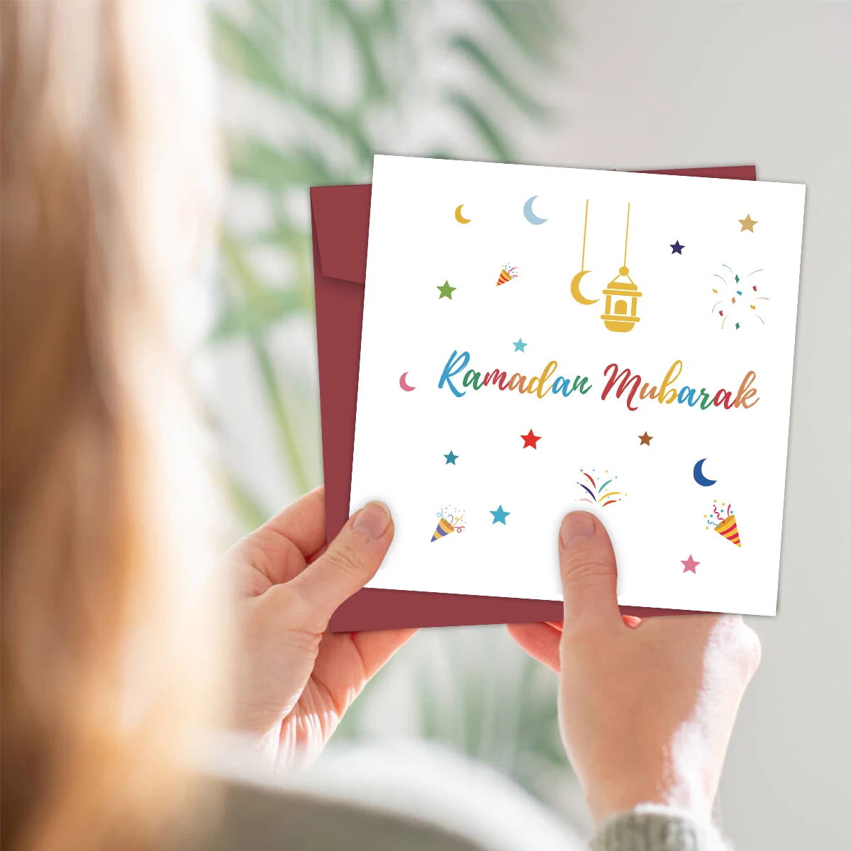 Ramadan Mubarak Greeting Card with Envelope,Ramadan Celebration Card for Colleague,Friends Family, Holiday Gift Card for Muslims