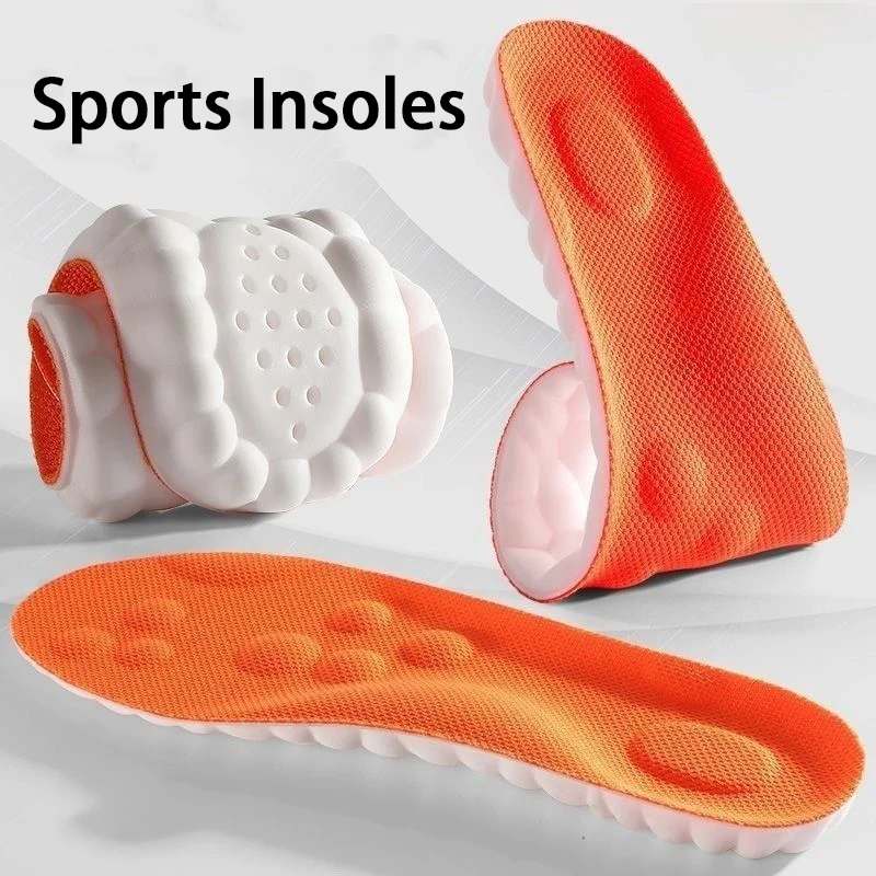 PU Massage Insoles for Men Women Breathable Anti-Odor Shock-Absorb High-Elastic Cushion for Casual Sports 1Pair/2Pair