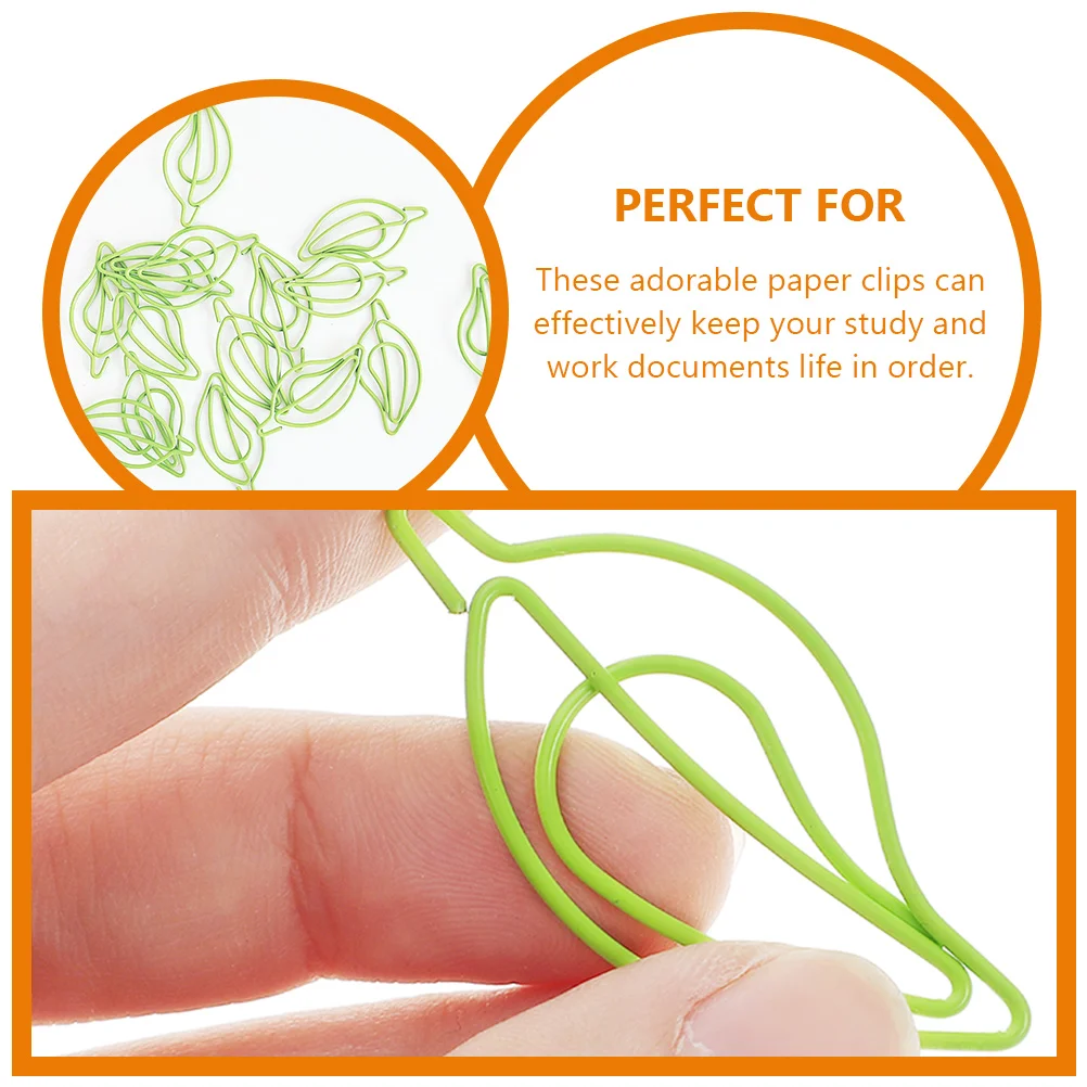 

30pcs Leaf Shaped Small Metal Paper Clips Creative Office Document Clips For Files Notes Home School Decorative Accessories