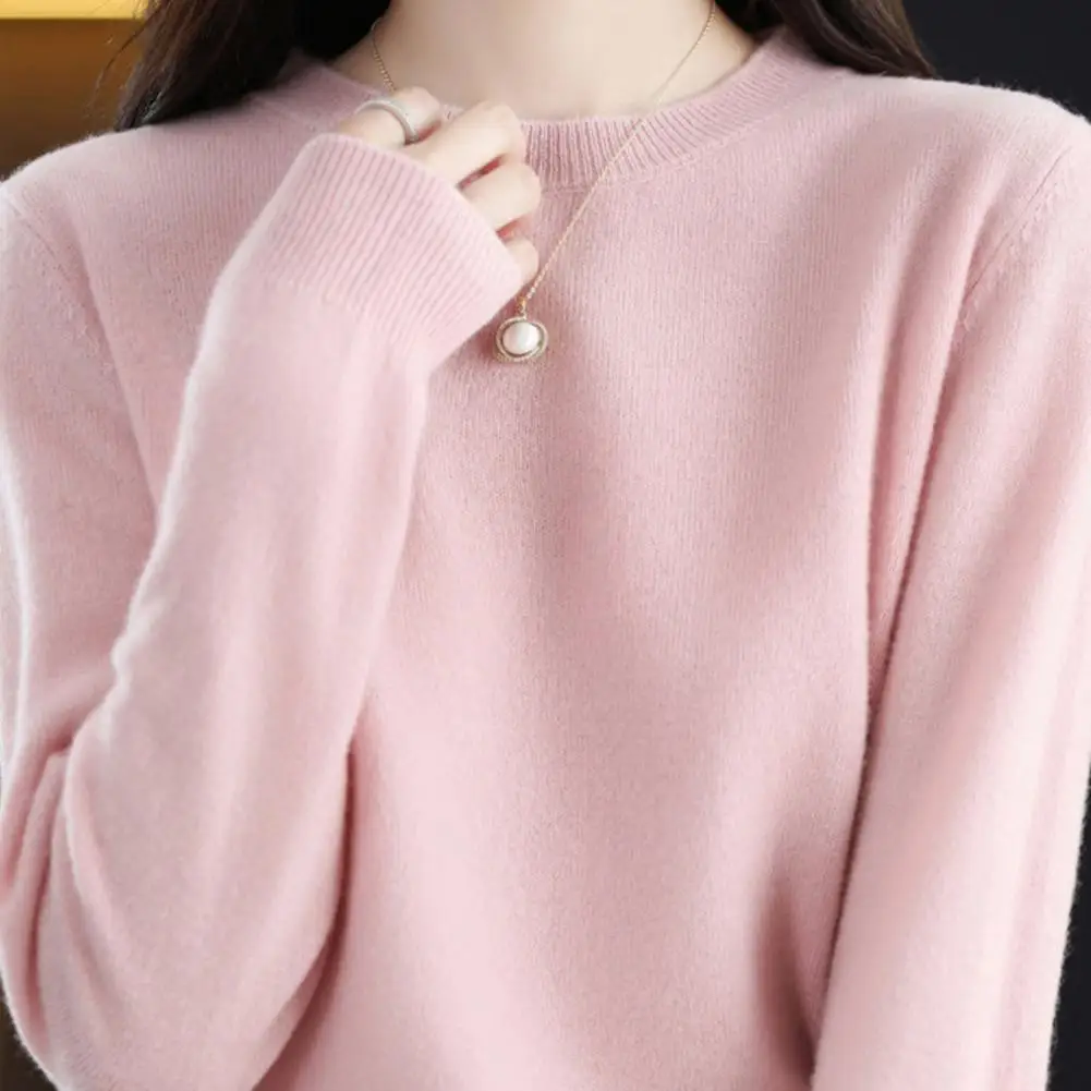 النسخة الكورية بلون لطيف فضفاض البلوز سترة، المرأة الخريف/الشتاء جولة الرقبة طويلة الأكمام متماسكة سترة البلوز #1