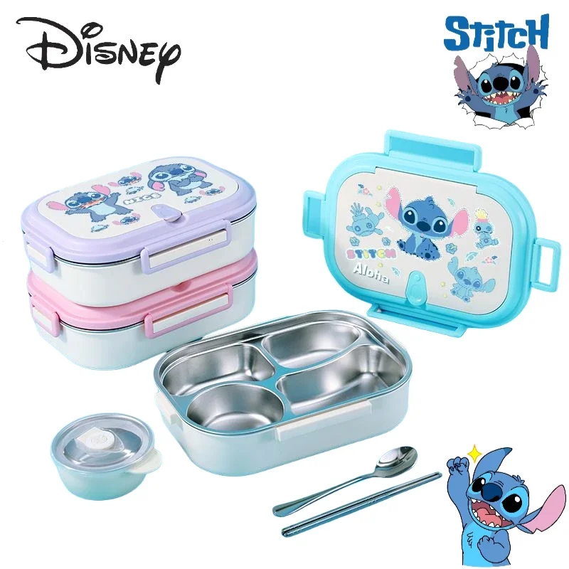 

Милый студенческий термобокс для обеда с героями мультфильмов Disney Stitch, креативный персонализированный подарок из нержавеющей стали 304, коробка для бенто