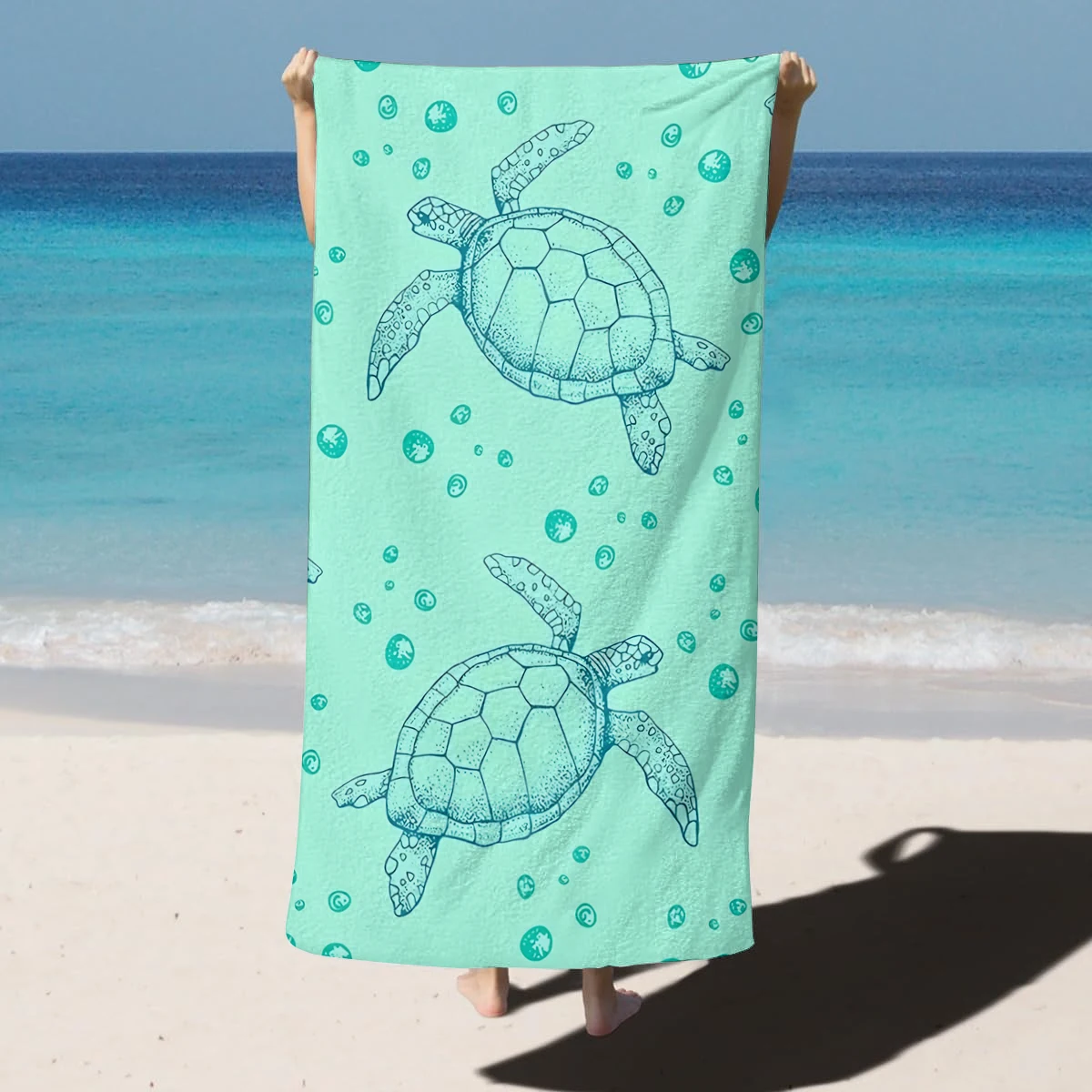 1PC Oversized Lightweight Beach Towel Bohemia Turtle pattern Quick-Dry Beach Towel For Yoga Tourism Beach GYM Camping Swimming